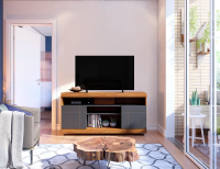 Bancada Yara 1360x689x374 TV 55 Noce Milano/Preto Fosco - Colibri