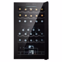 ADEGA CLIMATIZADA COMPRESSOR DUAL ZONE, SOMMELIER, 33 GARRAFAS PORTA INÓX E PRETELEIRA MADEIRA TOUCH 220V . - EOS*