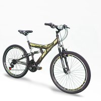 Aro 26 -  Modelo MTB TB 300 FULL SUSP. AERO - 21VEL - Preto Fosco/Amarelo- TK3 TRACK