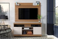Bancada Yara e Painel Maia 1360x1685x374 TV 47 Noce Milano/Preto Fosco - Colibri