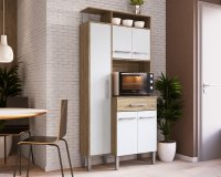 Armário 5 portas 1 gaveta 1897x902x380 mm Cozinha Kit  wood/branco - decibal 