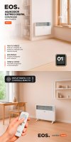 AQUECEDOR ELÉTRICO CONVECTOR PISO/PAREDE CONFORT HEAT 2000W 18 A 35 GRAUS PAINEL TOUCH 220V BRANCO - EOS*